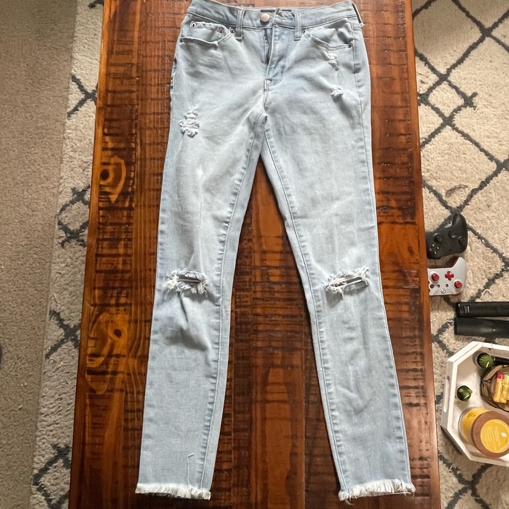 Aeropostale Ripped Light Washed Skinny Jeans